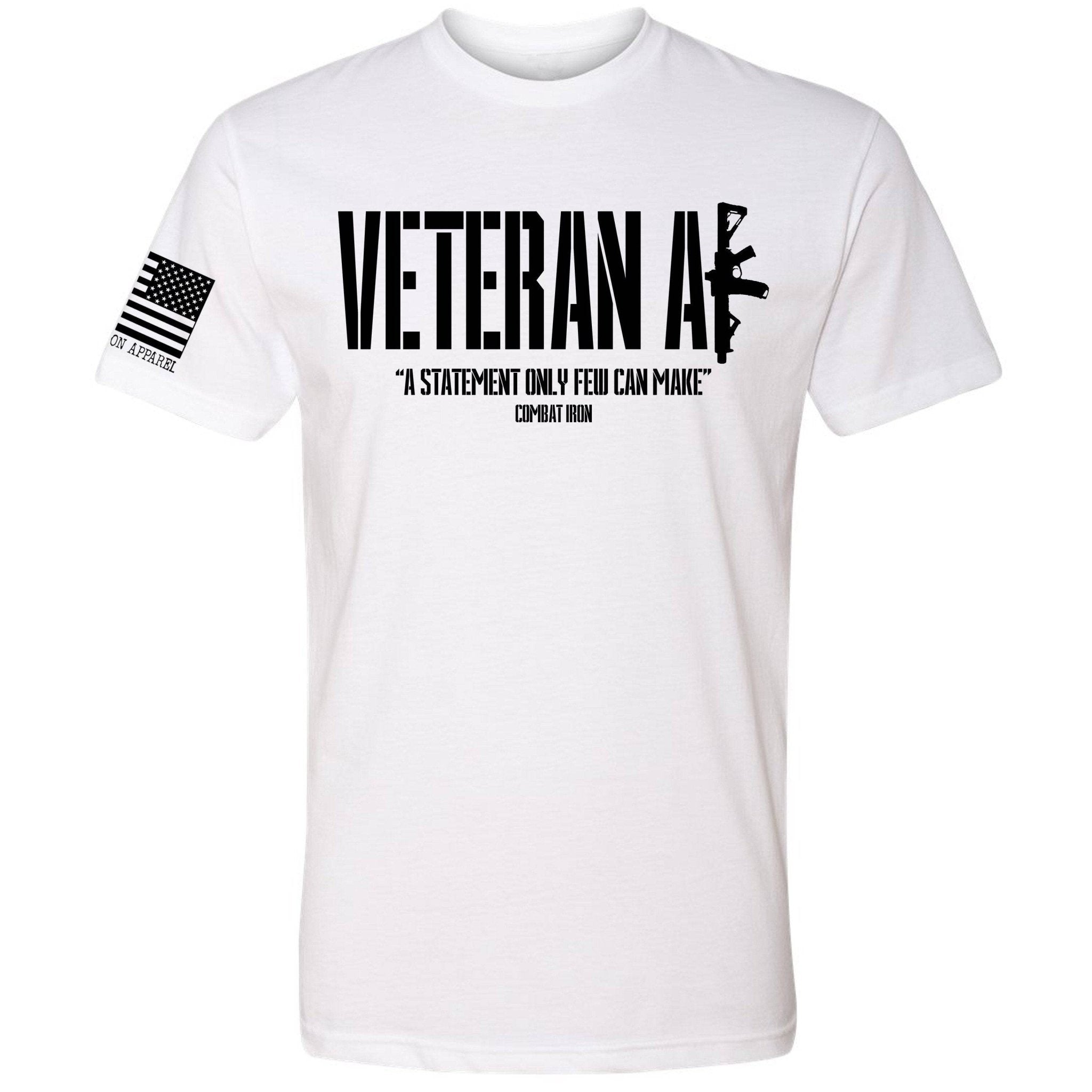 Men's | Veteran AF T-Shirt | White | Combat Iron Apparel | Size Small