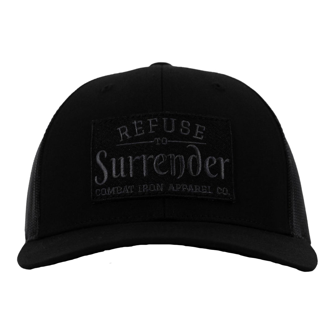 Refuse to surrender blacked-out patch mid-profile snapback hat #color_black-black