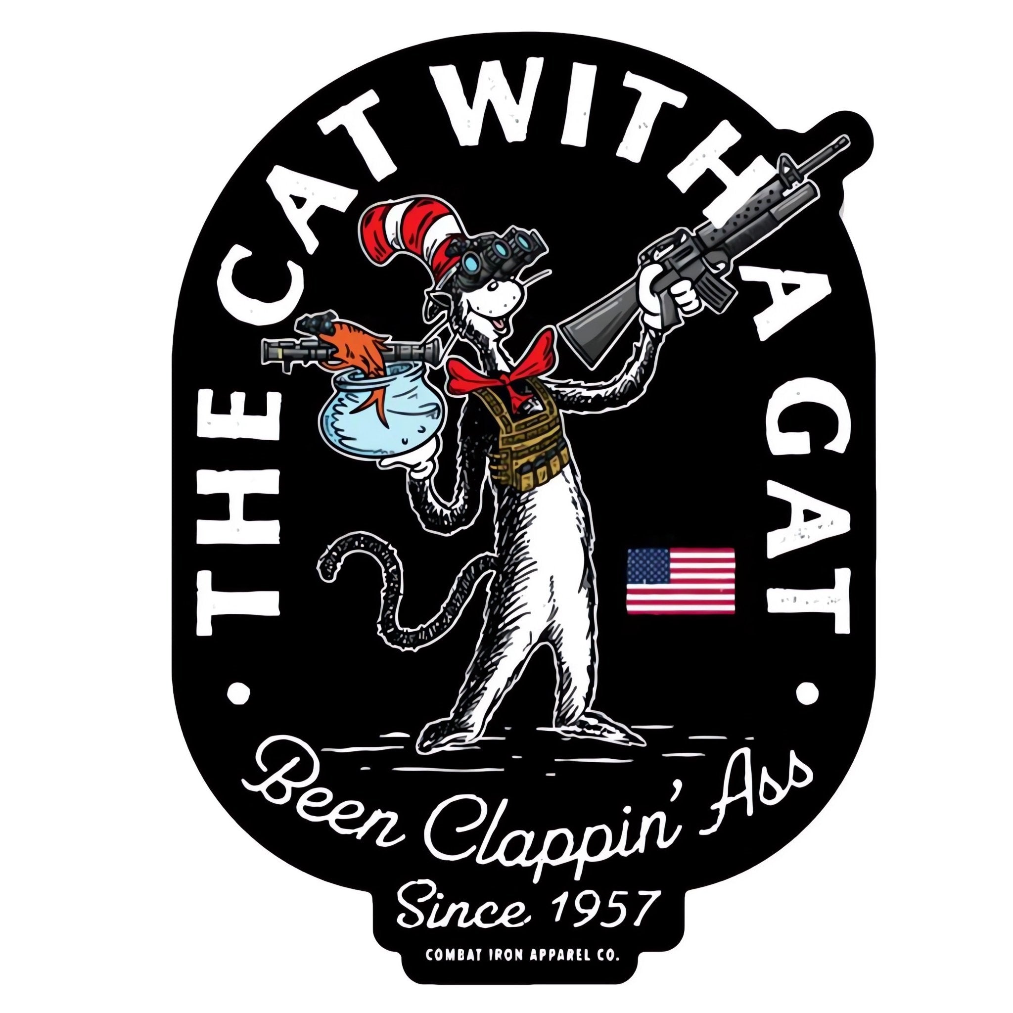 The Cat With A Gat Decal Sticker Combat Iron Apparel Co