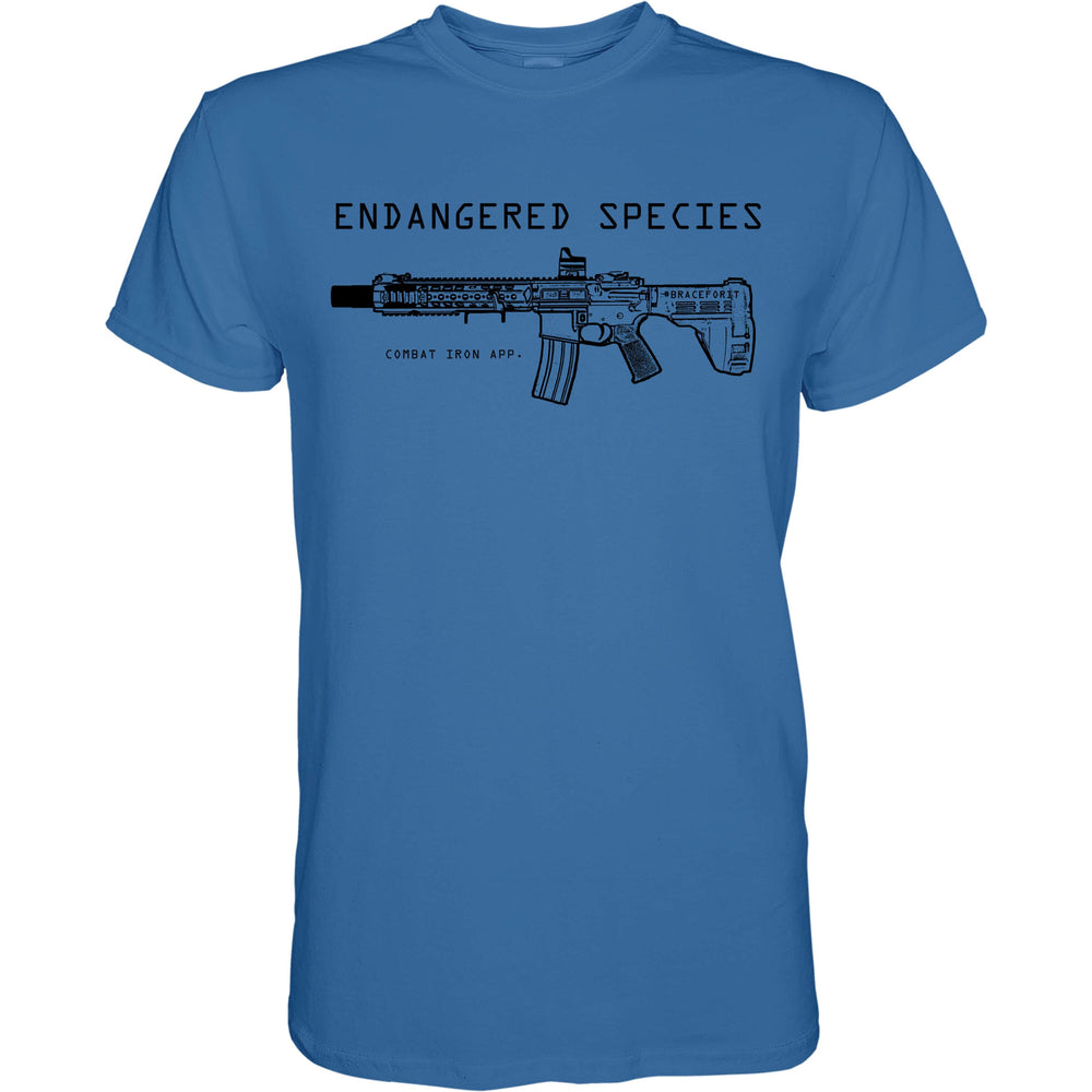 Endangered species with a rifle on it men’s t-shirt in blue #color_blue