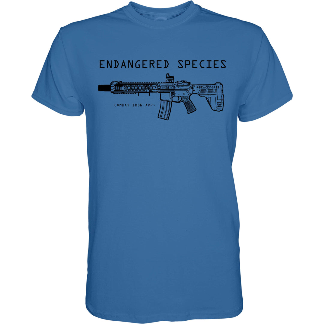 Endangered species with a rifle on it men’s t-shirt in blue #color_blue
