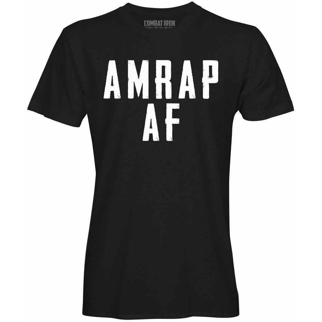 AMRAP AF men’s t-shirt in black with white letters #color_black