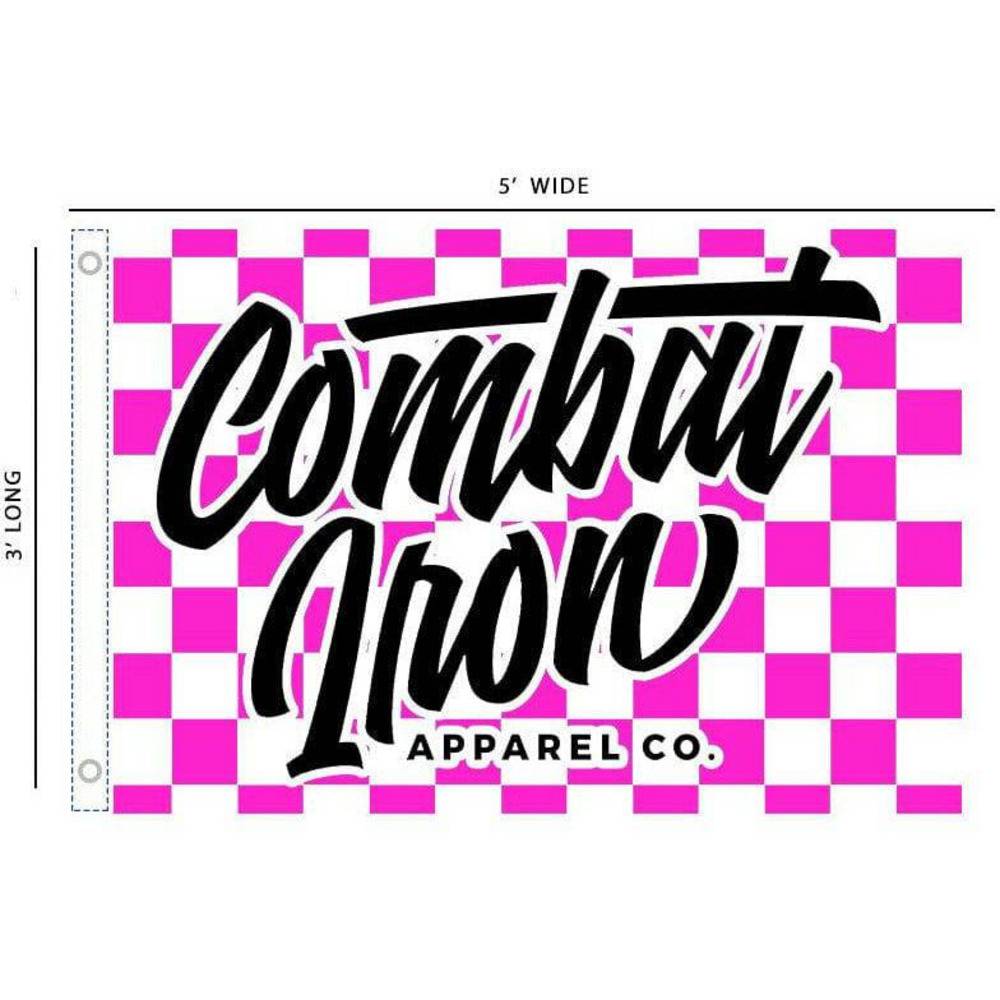 SCRIPT PINK CHECKERED EDITION FLAG | PINK - Combat Iron Apparel™