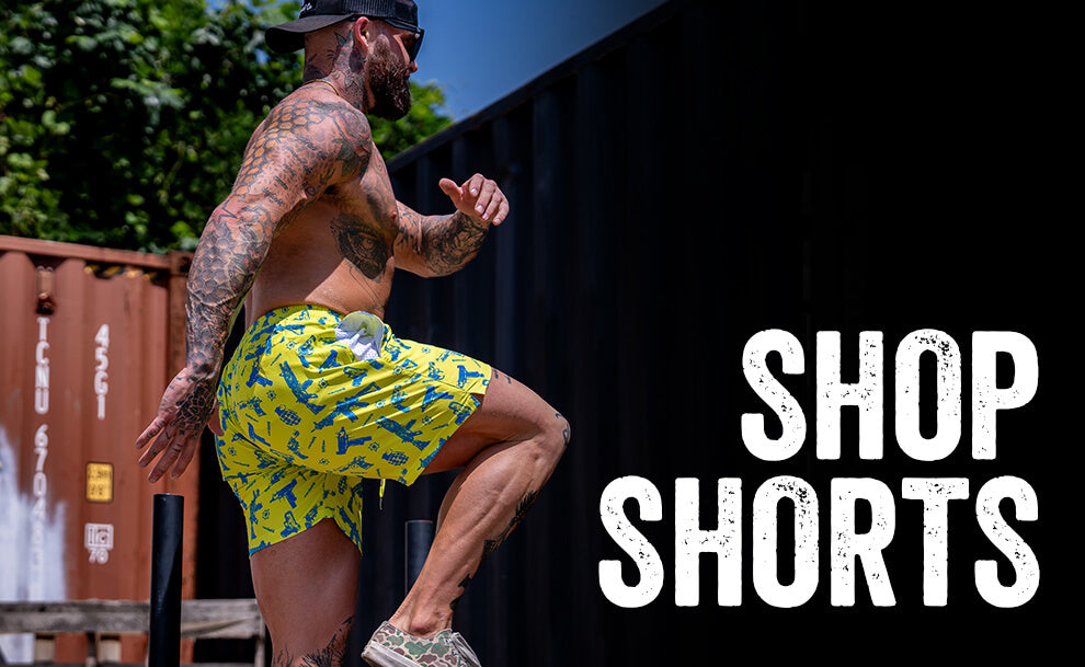 A man in veteran owned shorts training
