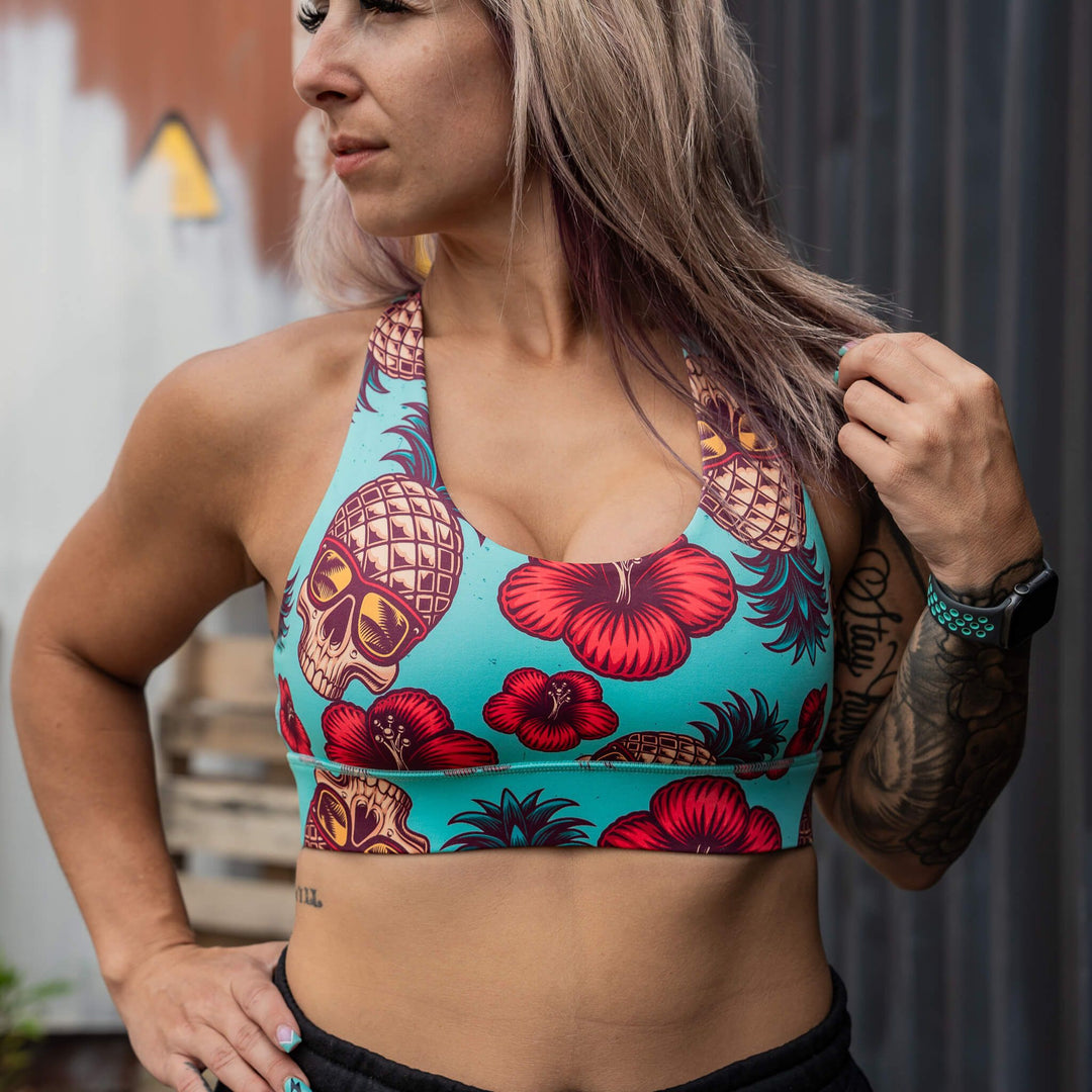Teal Pineapple ladies workout sports bra #color_teal-pineapple-express