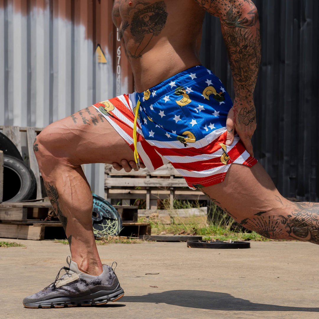 Men’s above the knee lifestyle shorts with mesh #color_tactiduck-usa-edition