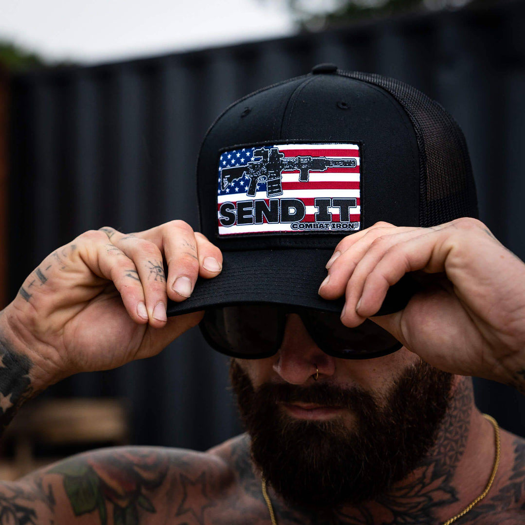 SEND IT AMERICAN FLAG PATCH MESH MID-PROFILE SNAPBACK