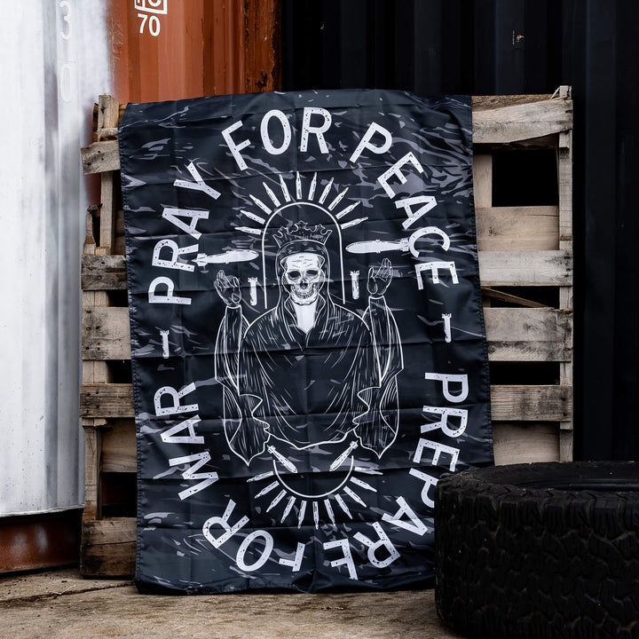 Pray For Peace. Prepare For War. Tiger Stripe 3' X 5' Wall Flag