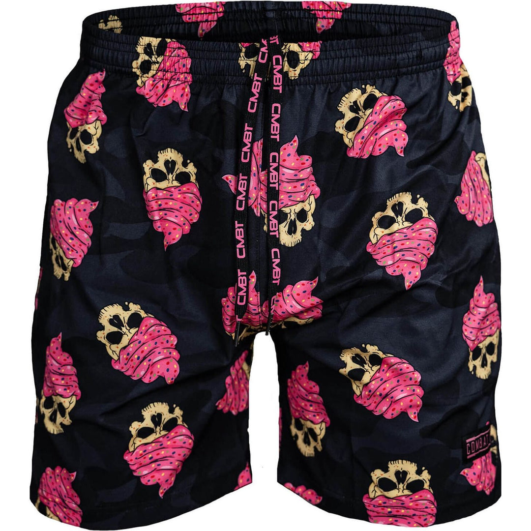 Men’s above the knee lifestyle shorts with mesh #color_bdu-skull-cupcake