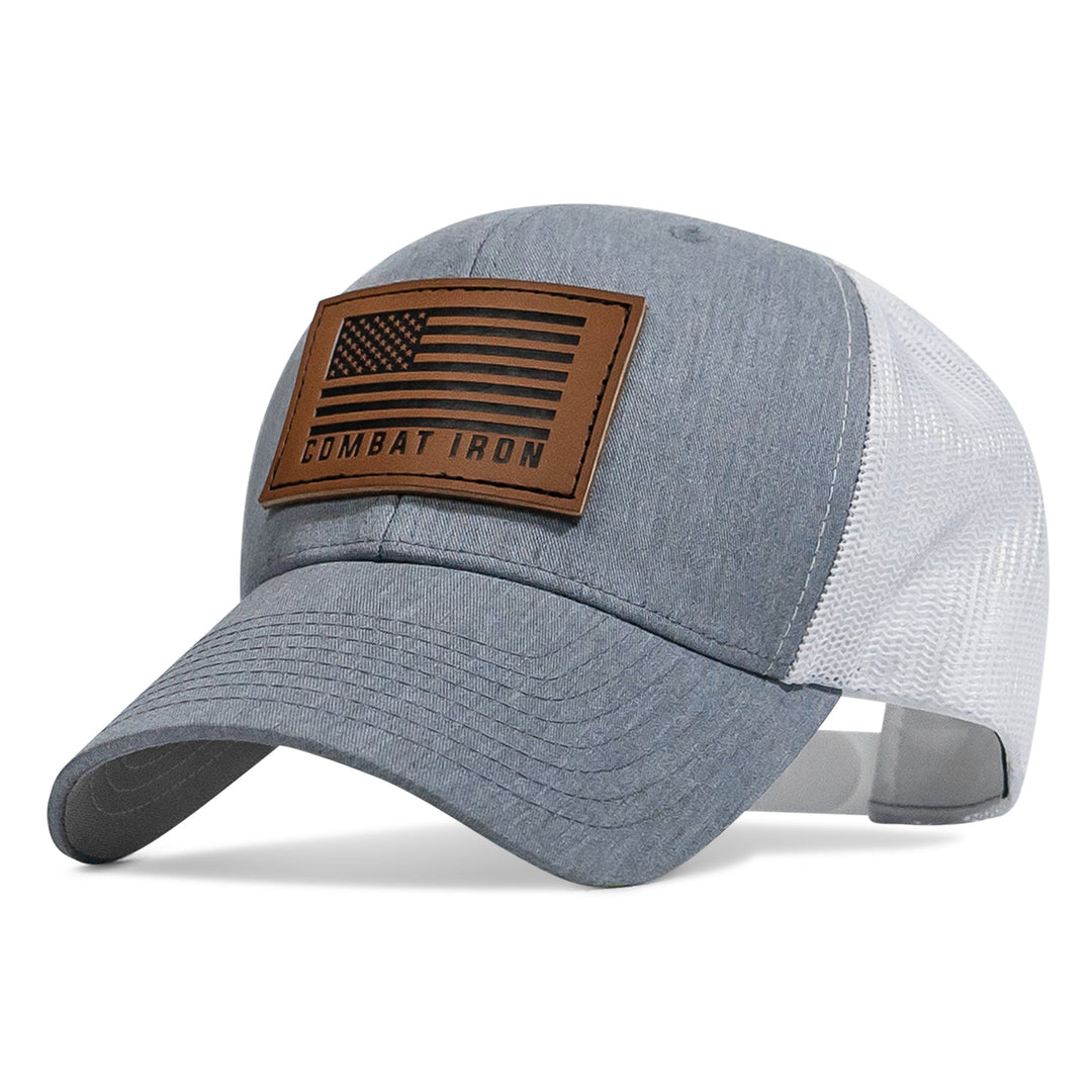 US Flag Leather Patch SnapBack Hat