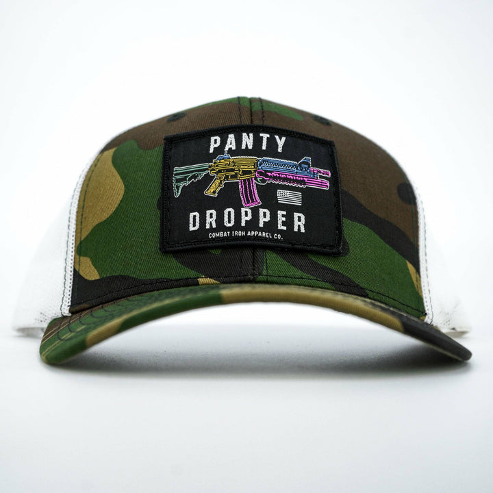 Panty dropper mid-profile mesh snapback hat with a colorful patch #color_bdu-camo-white