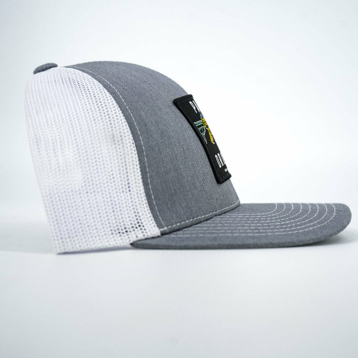 Panty dropper mid-profile mesh snapback hat in all gray with a colorful patch #color_gray-white