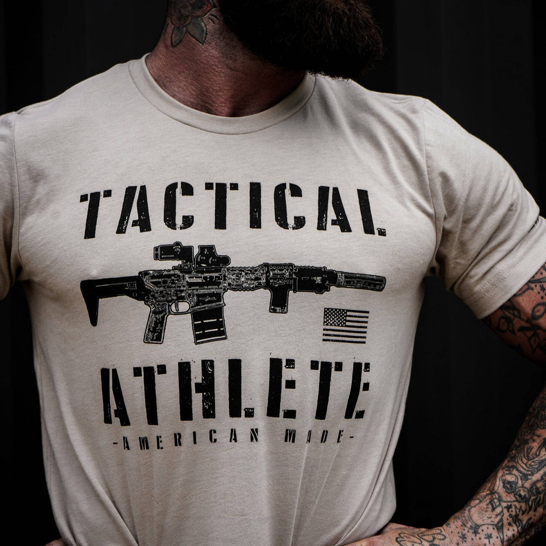 Tactical athlete American-made, men’s t-shirt #color_tan