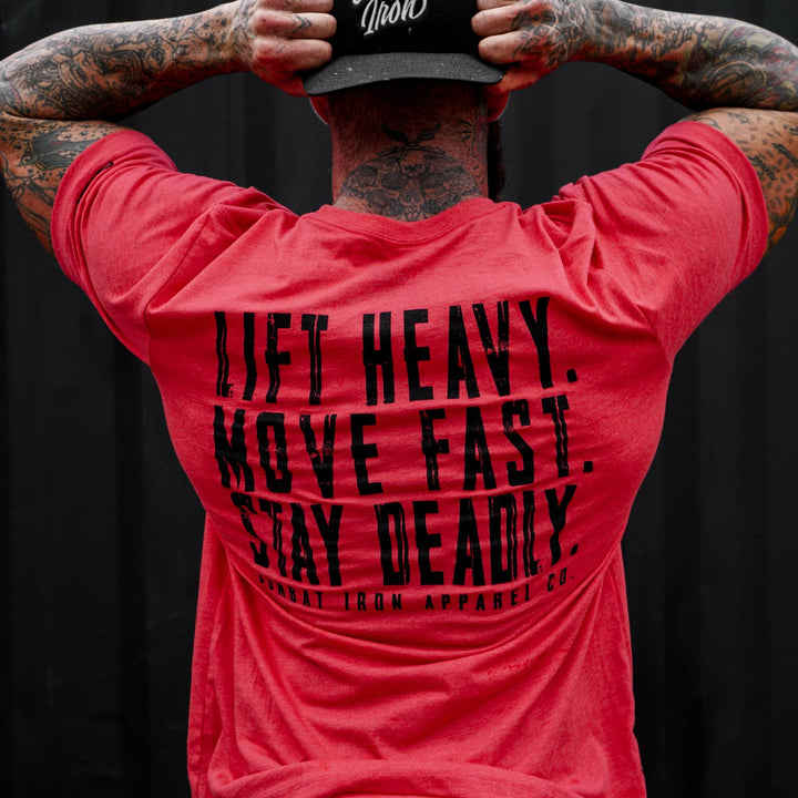 Lift heavy. Move fast. Stay deadly. Men’s t-shirt  #color_red