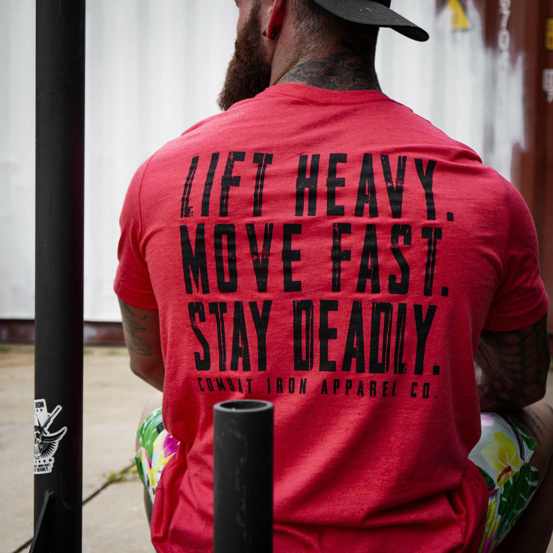 Lift heavy. Move fast. Stay deadly. Men’s t-shirt  #color_red