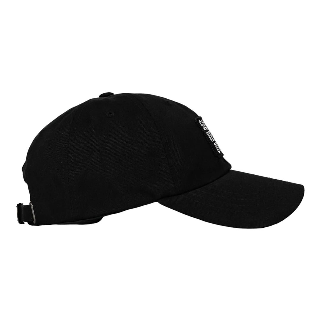 CMBT subdued tactical woven patch dad hat in dark camo print #color_black