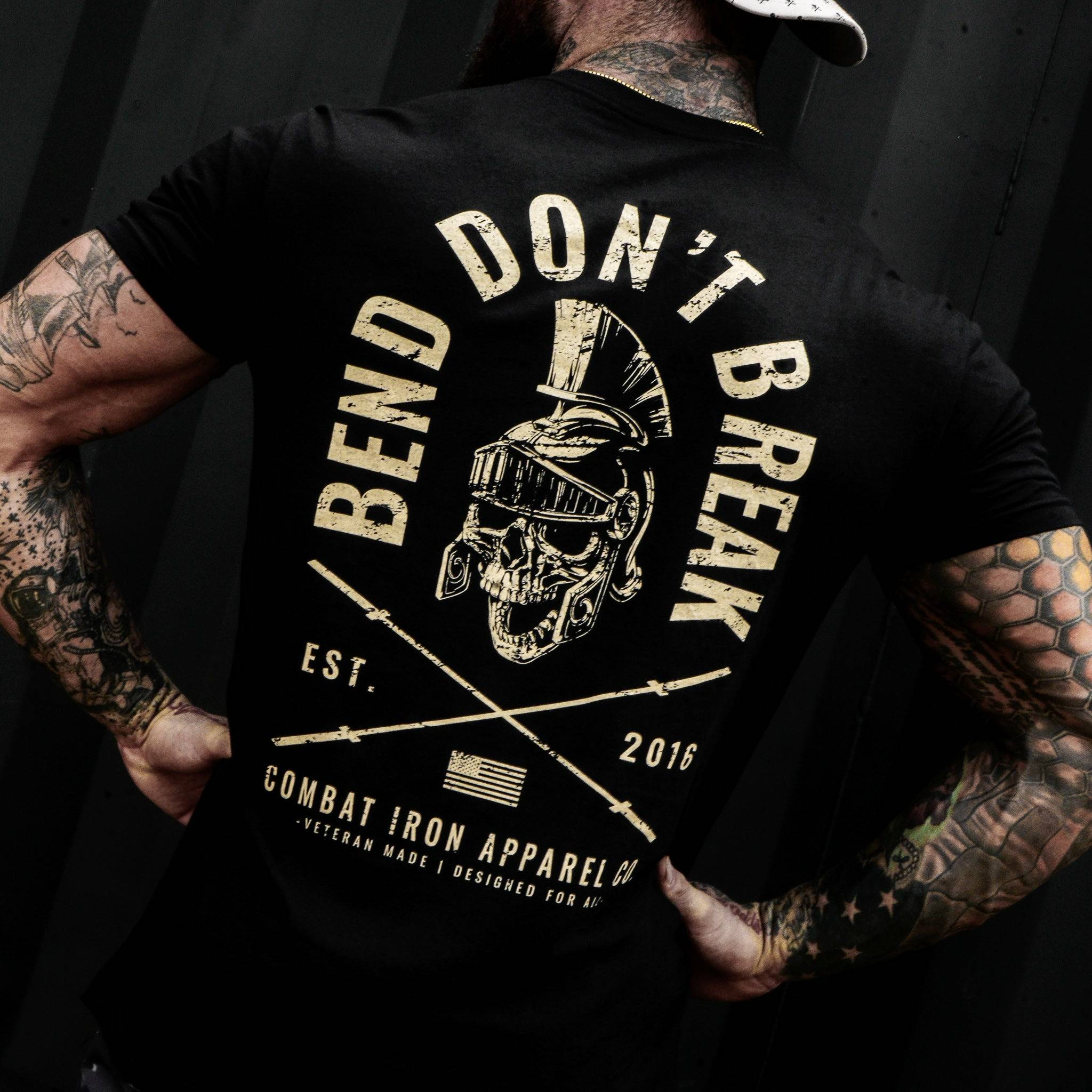 Men’s t-shirt with the words “Bend, don’t break”  #color_black