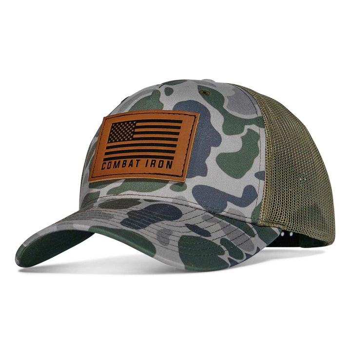 US Flag Leather Patch SnapBack Hat