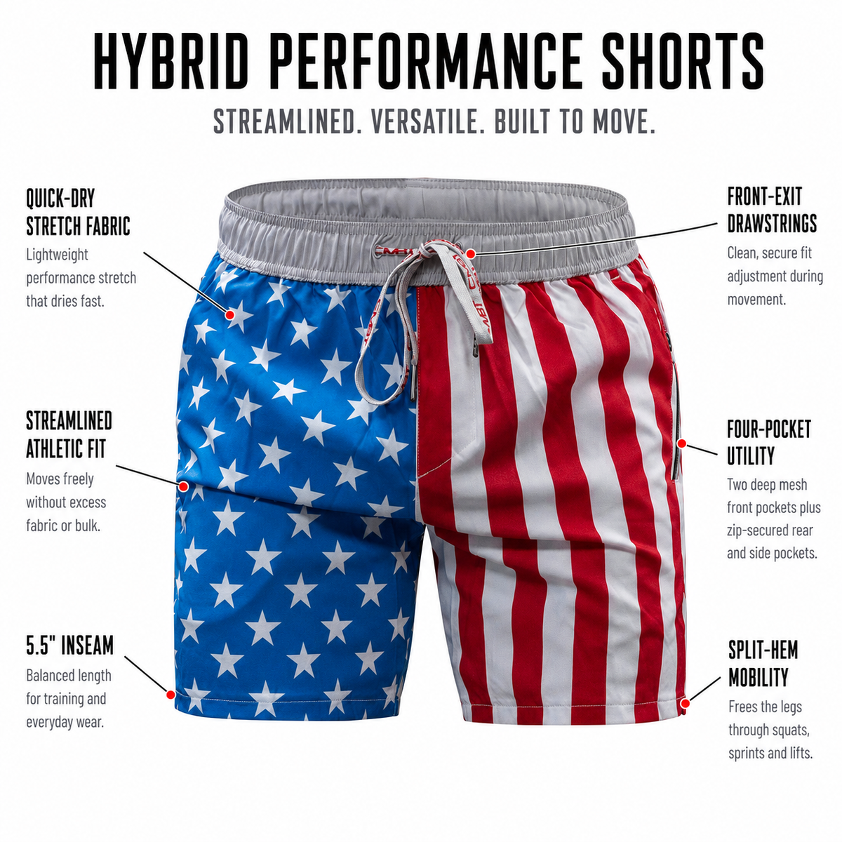 Men's Hybrid Athletic Shorts | 5.5"
