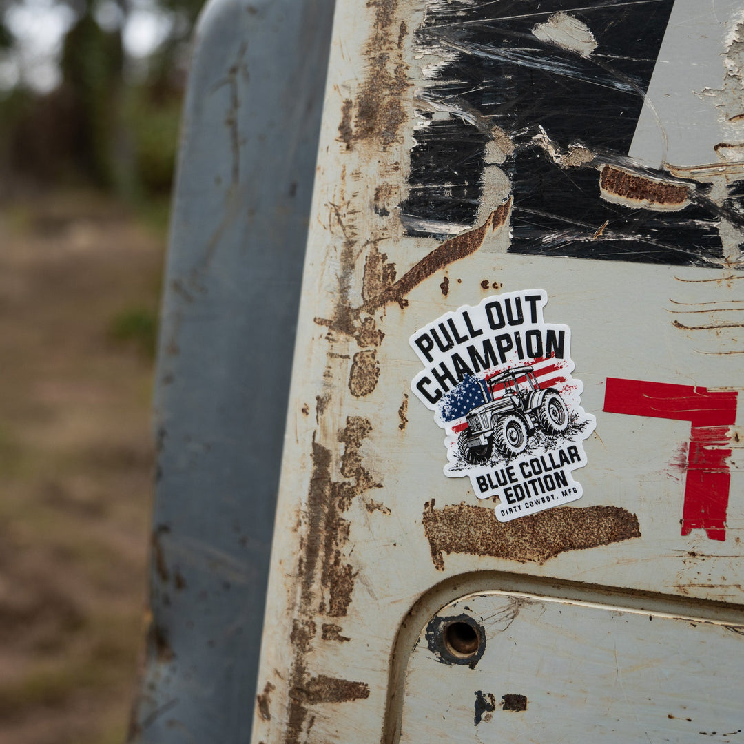 Pull Out Champion Blue Collar Decal - DIRTY COWBOY MFG