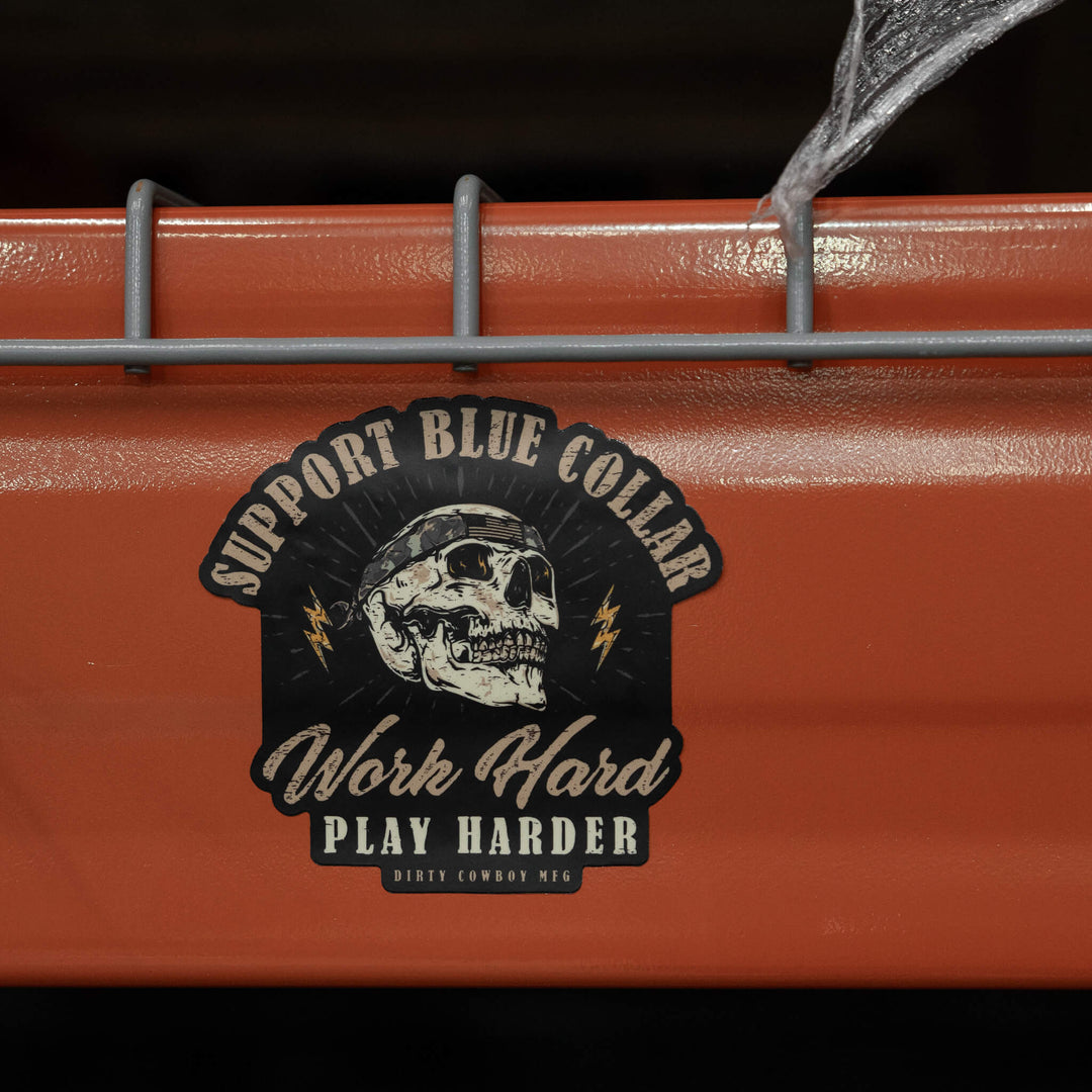 Work Hard Play Harder Blue Collar Decal