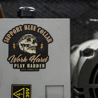 Work Hard Play Harder Blue Collar Decal