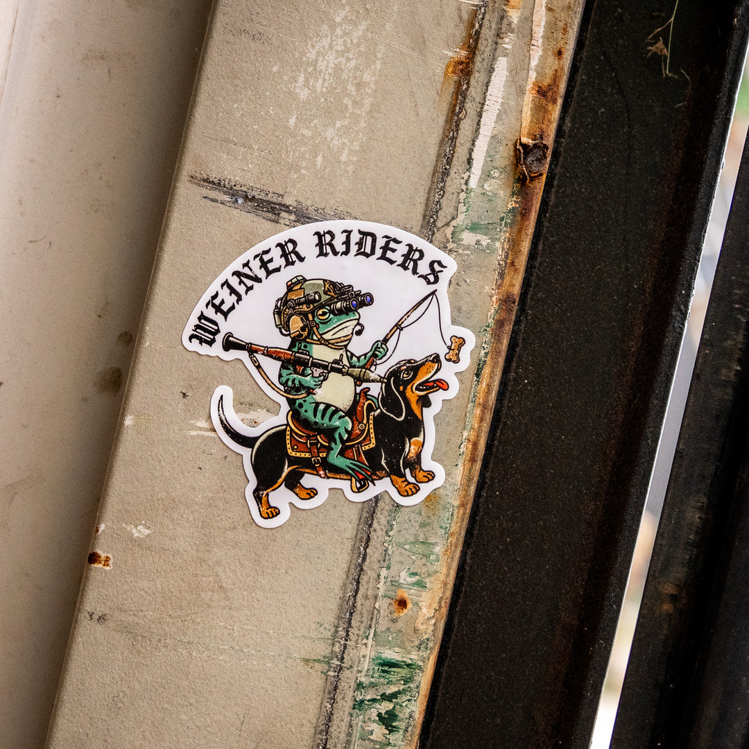 Weiner Riders Frog Decal