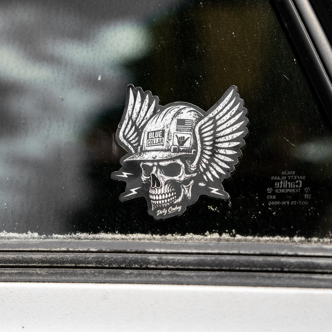 Blue Collar Skull Decal