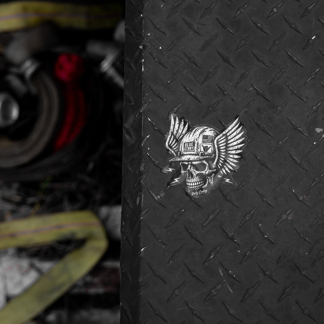 Blue Collar Skull Decal