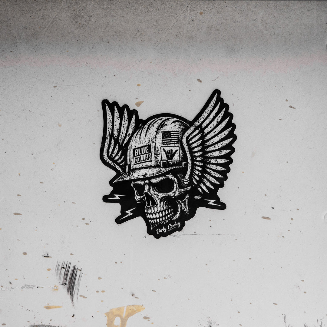 Blue Collar Skull Decal
