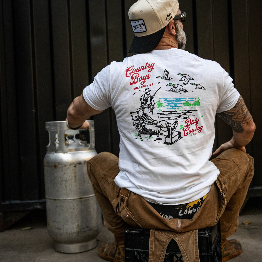 Country Boy's Will Survive Men's T-Shirt - DIRTY COWBOY MFG
#color_white
