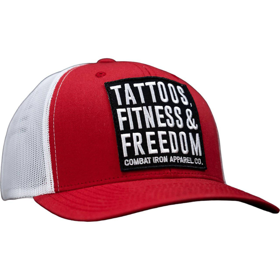 Tattoos, Fitness, & Freedom Black Patch Mid-Profile Mesh Snapback Hat