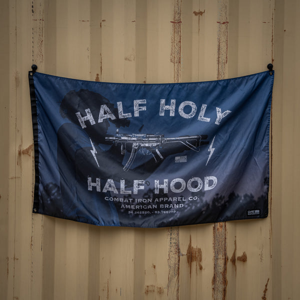 Half Hood. Half Holy. 3' x 5' Flag