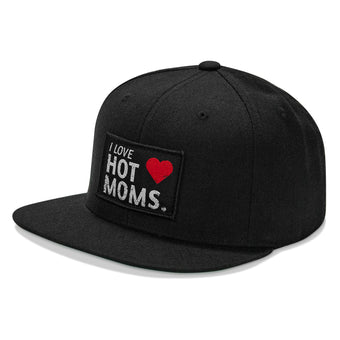 I Love Hot Moms Patch Flatbill Snapback Hat