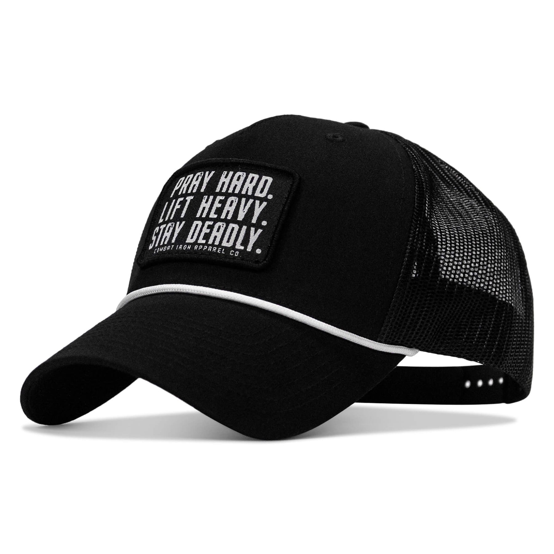 Pray Hard. Lift Heavy. Stay Deadly. Rope Snapback Hat | Combat Iron