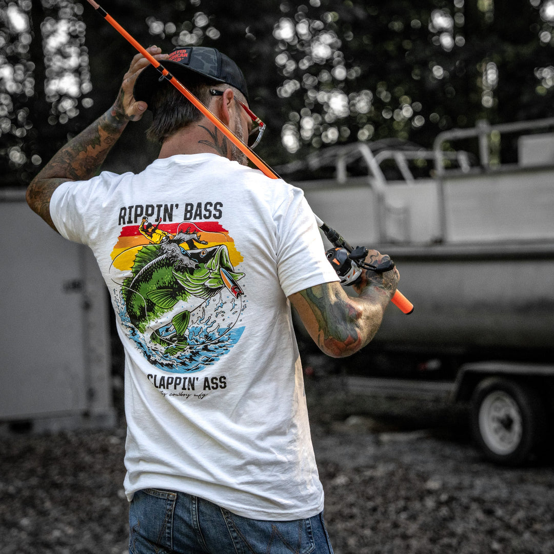 Rippin' Bass & Clappin' Ass Men's T-Shirt - DIRTY COWBOY MFG #color_white