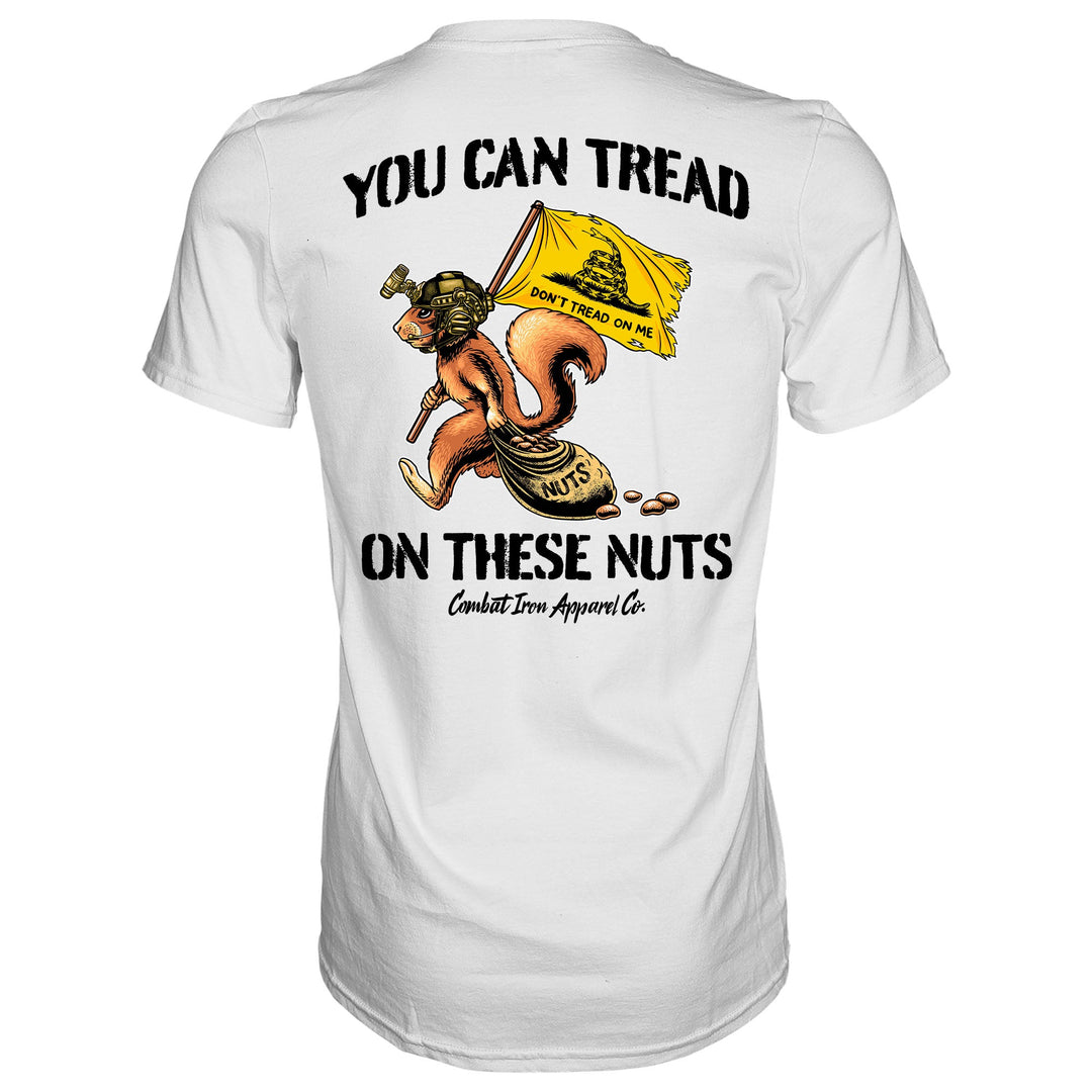 Tread On These Nuts Patriotic Men's T-Shirt [Black, White & Tan]