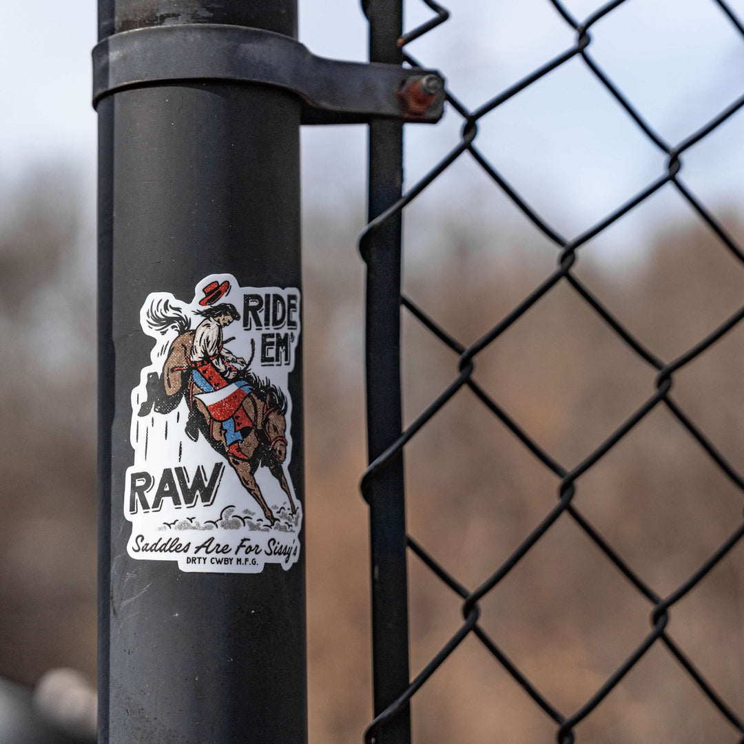 Ride 'Em Raw Dirty Cowboy Decal Sticker - Combat Iron Apparel Co.