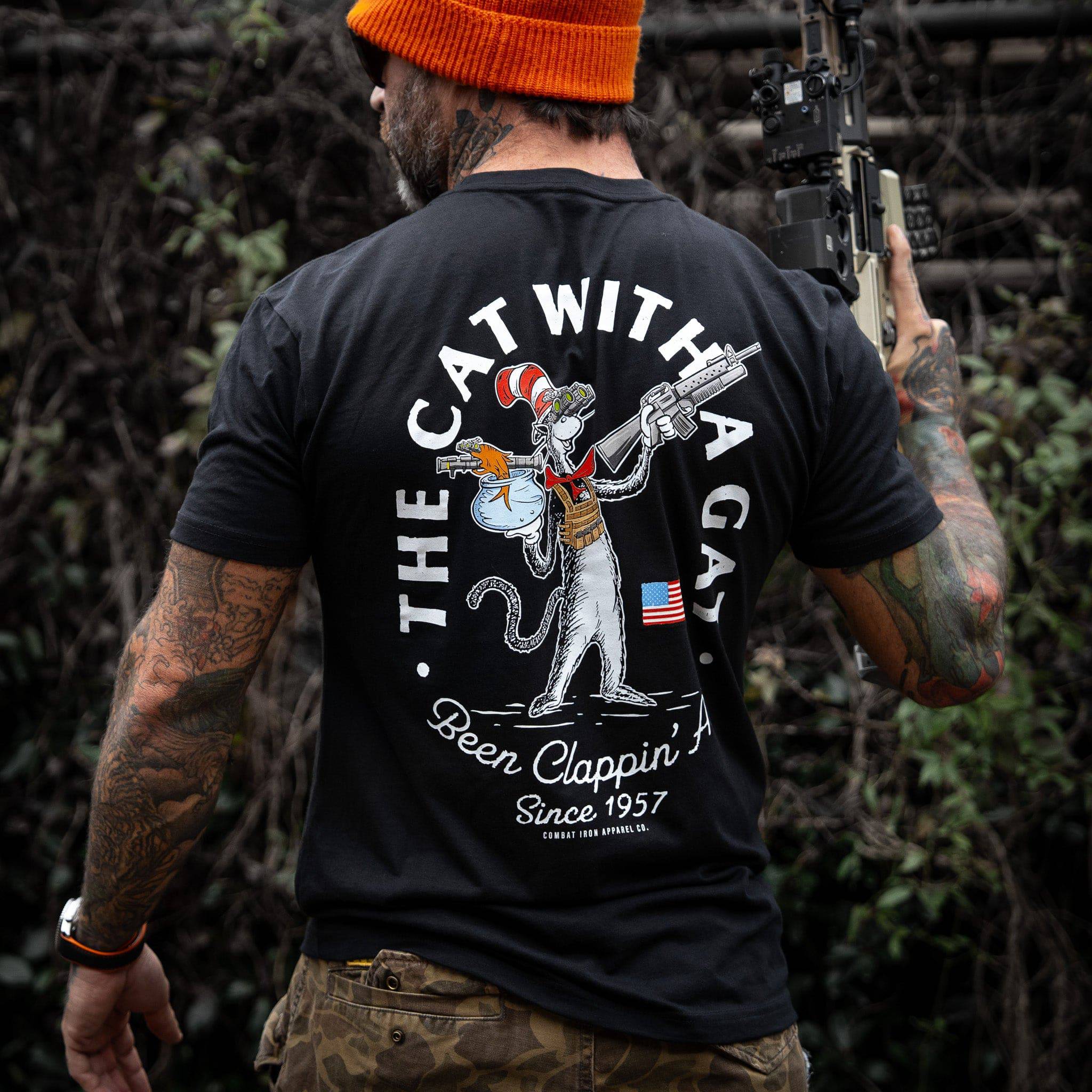 Cat With A Gat Remix Men's T-Shirt | Combat Iron Apparel Co.