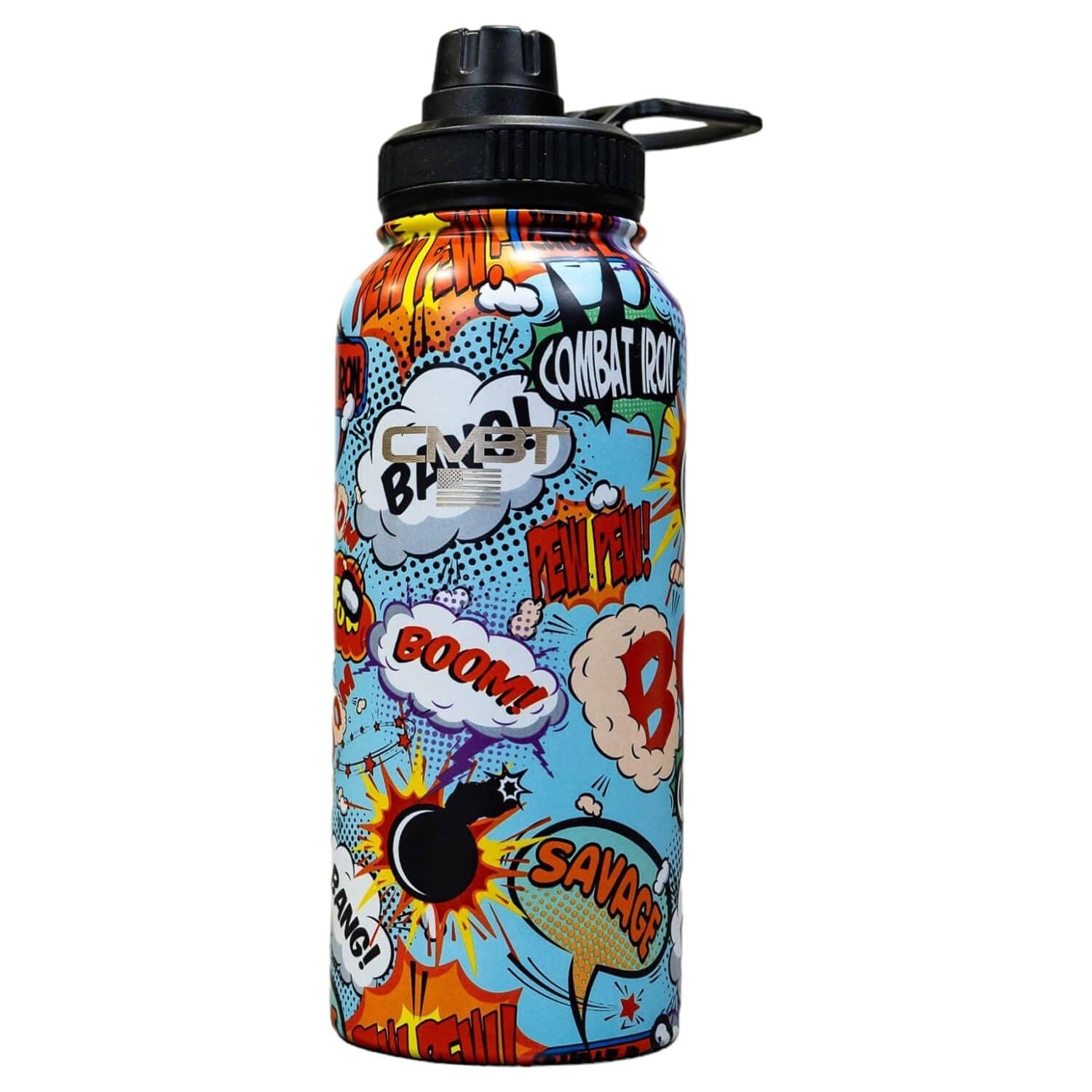 32oz Metal Insulated Hydration Bottle with Built in Drink Port V2 | Comic Book Edition
