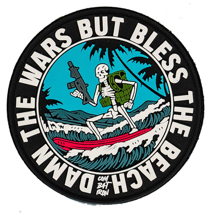 Damn The Wars But Bless The Beach Surfer PVC Patch - Combat Iron Apparel Co.