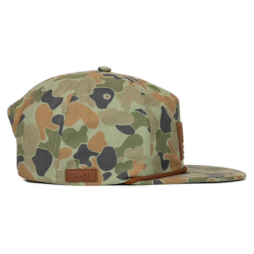 AMERICAN FLAG PATCH CRUSHABLE ROPE SNAPBACK | FROGSKIN DUCK CAMO