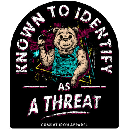 KNOWN TO IDENTIFY AS A THREAT Retro Tactibear Decal - Combat Iron Apparel Co.