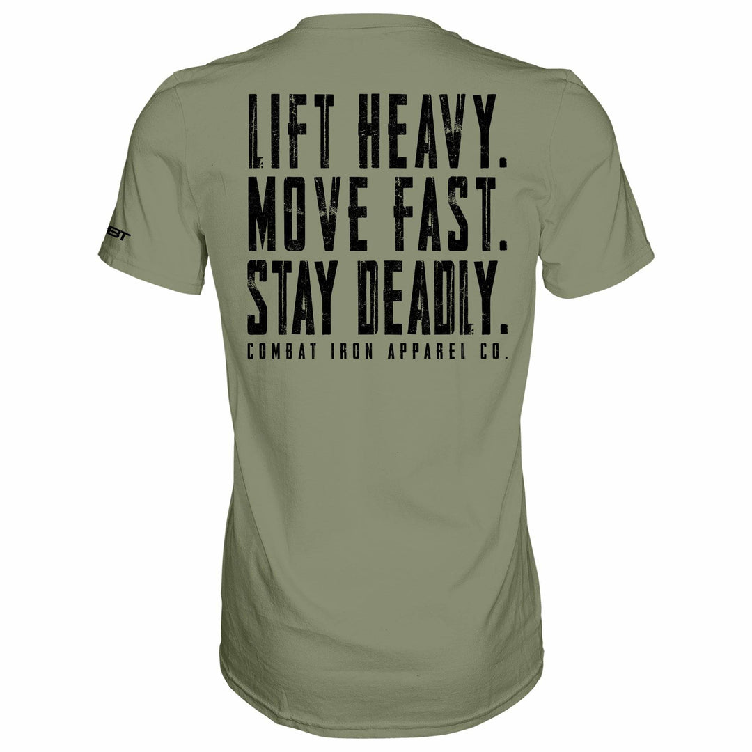 Lift heavy. Move fast. Stay deadly. Men’s t-shirt  #color_olive