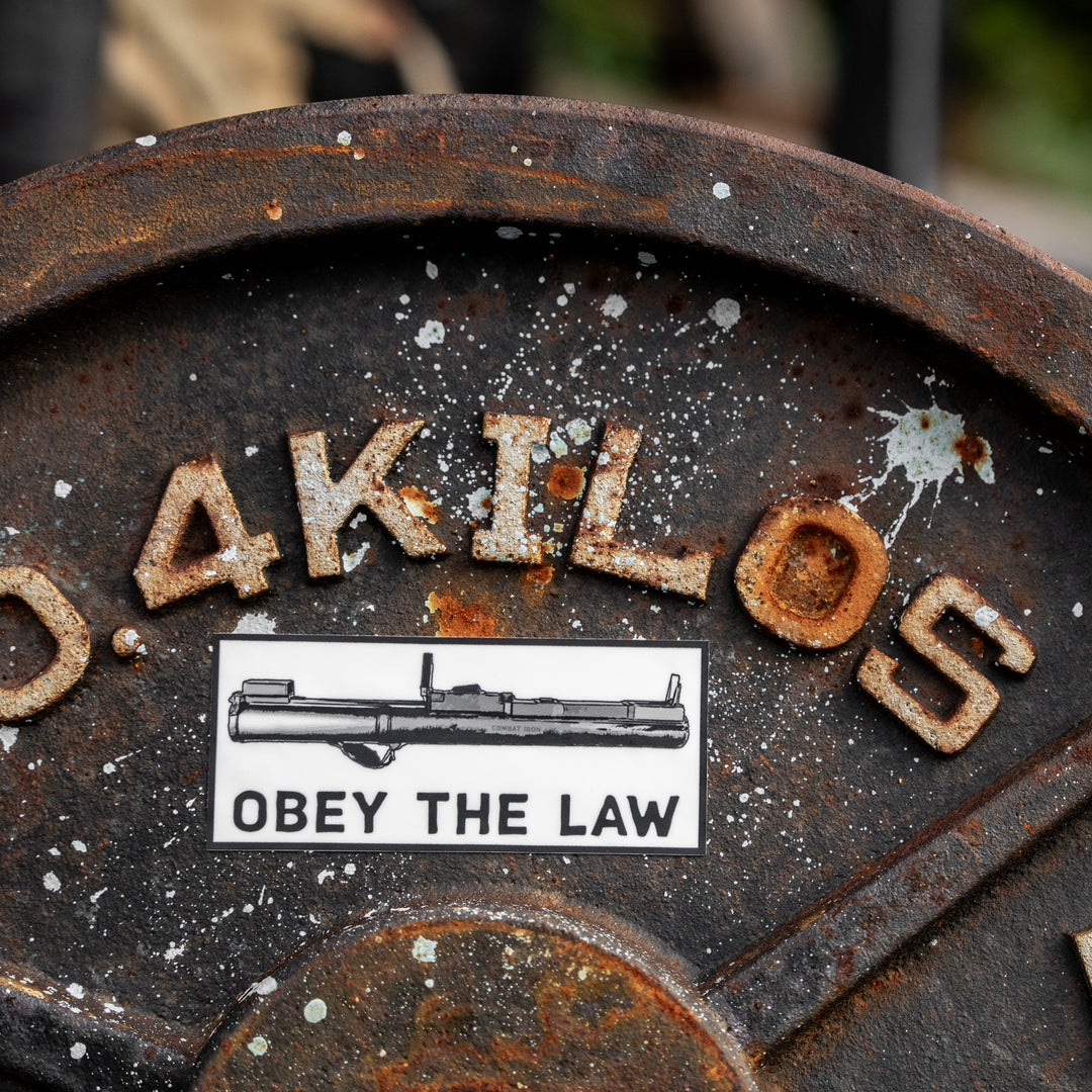Obey The Law Rocket Launcher Decal - Combat Iron Apparel Co.