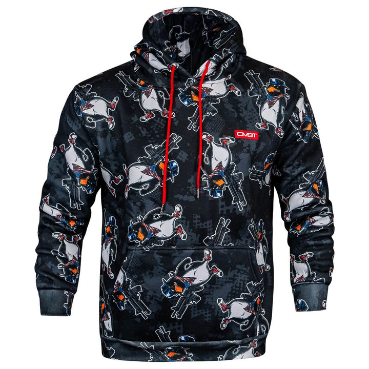 CMBT patterned heavyweight lifestyle hoodie for men with combat penguins on it #color_patriotic-penguin