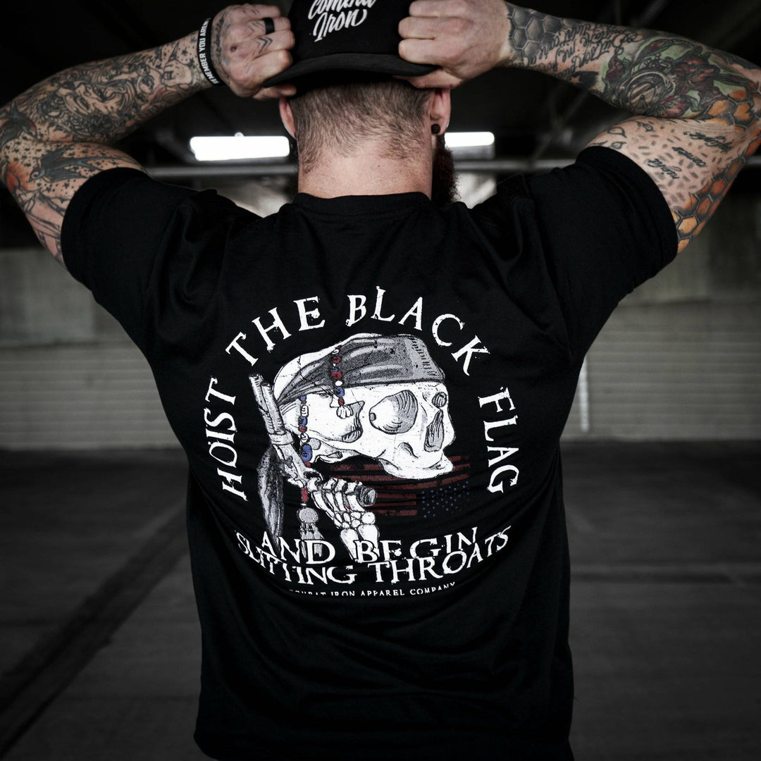 MEN'S PREMIUM T-SHIRT | HOIST THE BLACK FLAG AND BEGIN SLITTING THROATS - Combat Iron Apparel™ #color_black