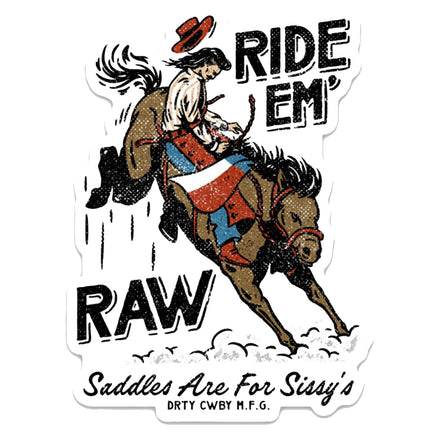Ride 'Em Raw Dirty Cowboy Decal Sticker - Combat Iron Apparel Co.
