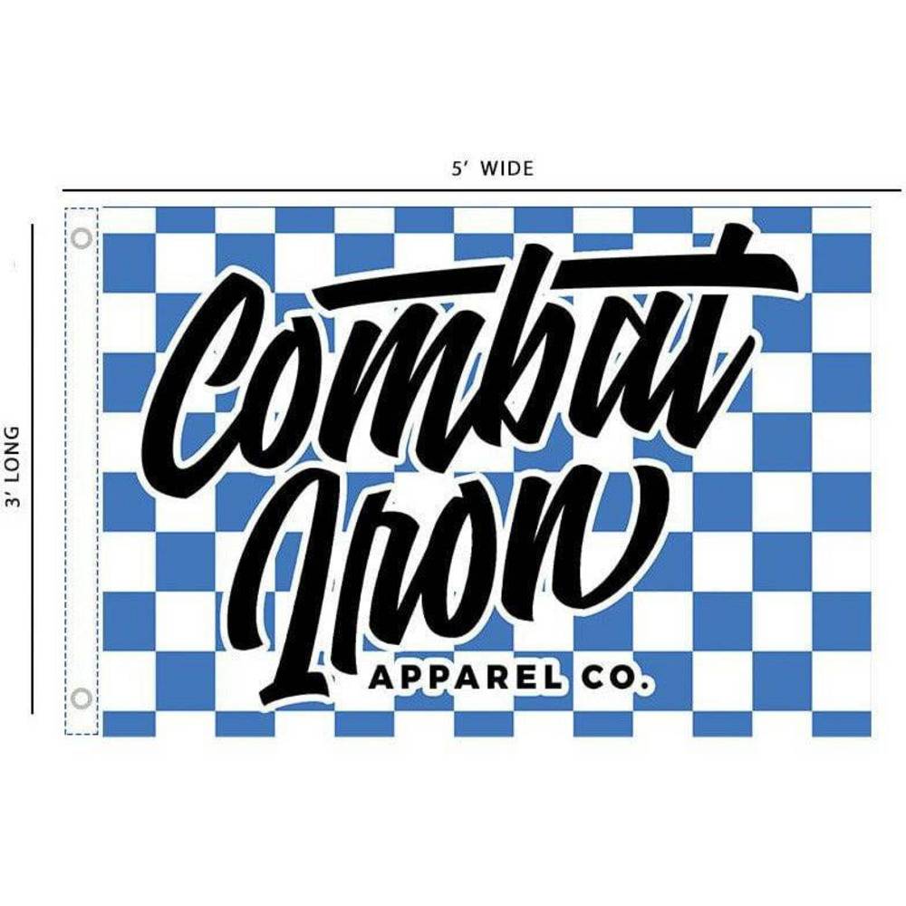 SCRIPT BLUE CHECKERED EDITION FLAG | BLUE/WHITE CHECKERED - Combat Iron Apparel™