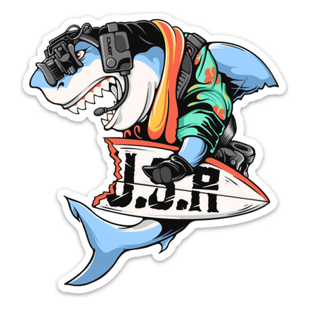 TACTICAL SURFING SHARK DECAL - Combat Iron Apparel Co.